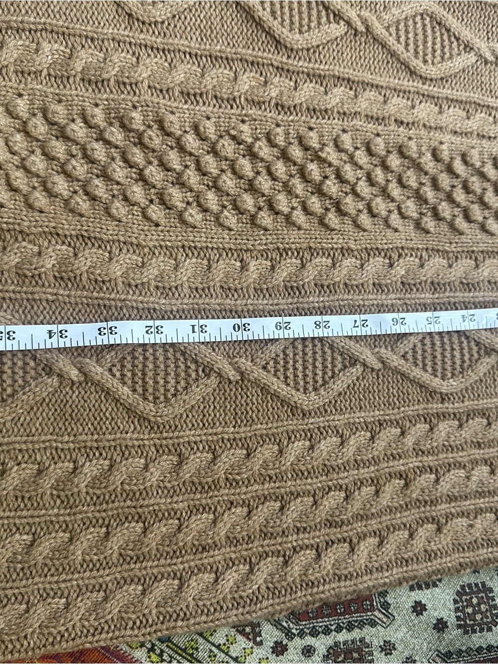 J.Crew Cable-Knit Tunic Sweater Dress Camel Tan Lambswool Blend Size L - Picture 6 of 6